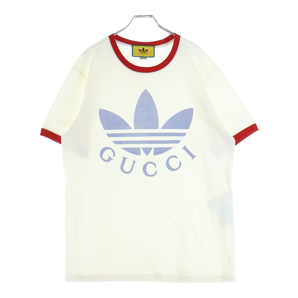 GUCCI(グッチ) ×adidas アディダス トレフォイルロゴ トリムTシャツ ホワイト 702612 XJEB1