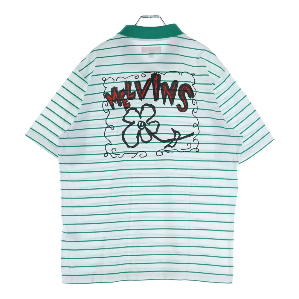 SUPREME(シュプリーム) 24SS Melvins Stripe S/S Polo メルヴィンズ バックプリント ストライプ 半袖ポロシャツ ホワイト