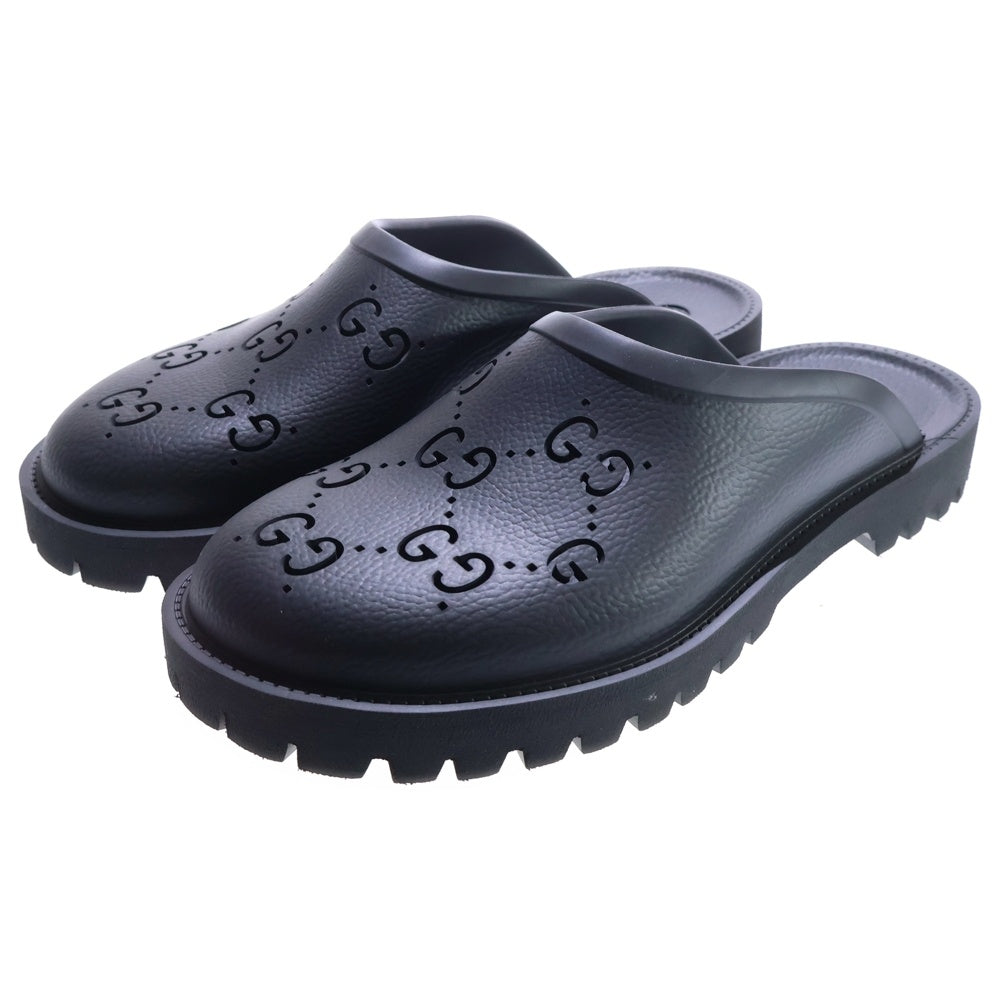 GUCCI(グッチ) パーフォレーテッドGG ラバースリッポン サンダル ブラック 655517