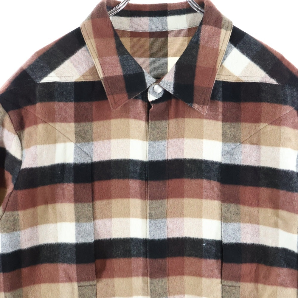 Rick Owens(リックオウエンス) 24AW フランネル チェックシャツ ブラウン RU02D6237-CP