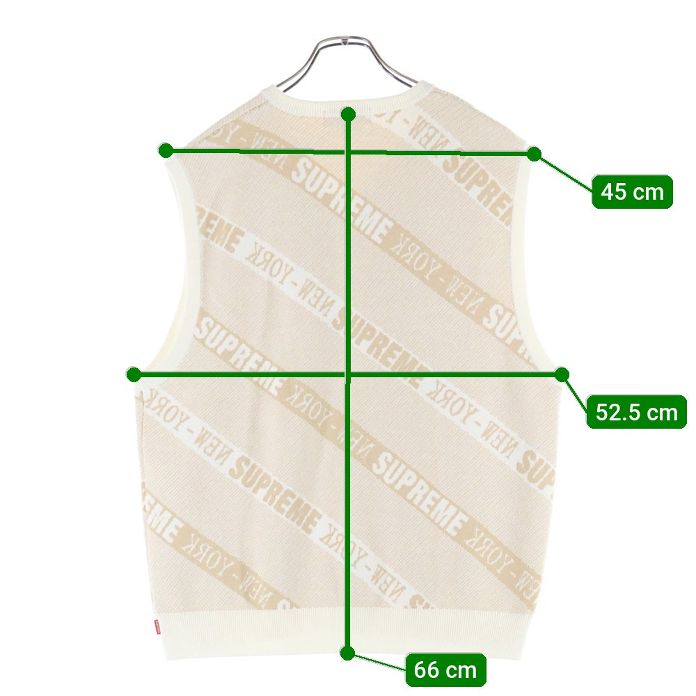 SUPREME(シュプリーム) 22SS Stripe Sweater Vest ストライプセーターベスト ロゴジャガード ニットベスト ホワイト