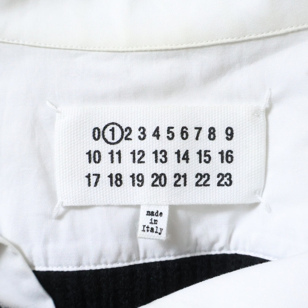 Maison Martin Margiela(メゾンマルタンマルジェラ) 20AW Spliced ニット切替 オーバーサイズ長袖シャツワンピース レディース ブラック/ホワイト S51DL0356 S44720