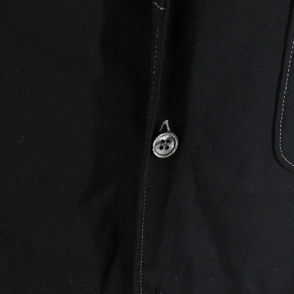 Maison Martin Margiela(メゾンマルタンマルジェラ) 23SS ステッチ デザイン オープンカラー 半袖 シャツ ブラック S50DR0003 S60495