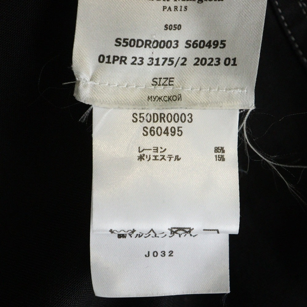 Maison Martin Margiela(メゾンマルタンマルジェラ) 23SS ステッチ デザイン オープンカラー 半袖 シャツ ブラック S50DR0003 S60495