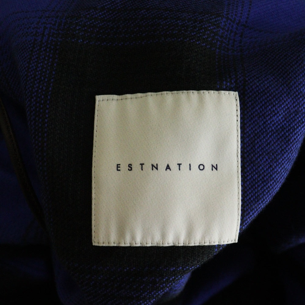 ESTNATION(エストネーション) フェザーネルチェック ガウン コート ブルー/ブラック 12-234-01-080087
