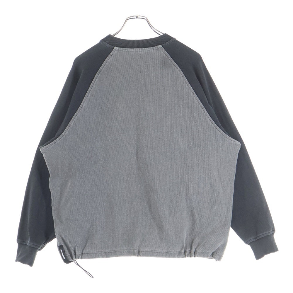 ISAMU KATAYAMA BACKLASH(イサムカタヤマバックラッシュ) STRETCH HEAVY RAGLAN SLEEVES PULLOVER ストレッチヘビー ラグランスリーブ 長袖クルーネックプルオーバー グレー/ブラック 2138-01