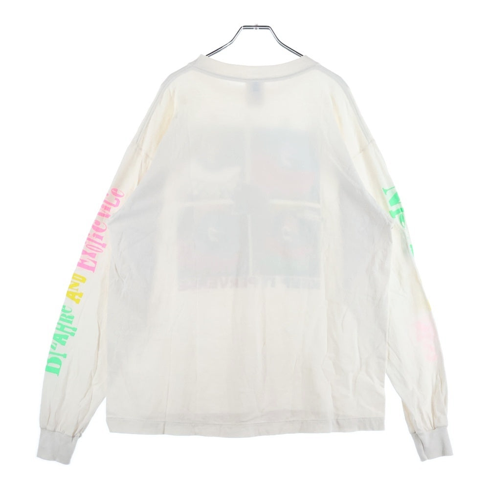 SAINT MICHAEL(セントマイケル) 25AW LS TEE/KEEP IT ダメージ加工 アームプリントTシャツ 長袖クルーネックカットソー ホワイト SM-HR1-0000-037
