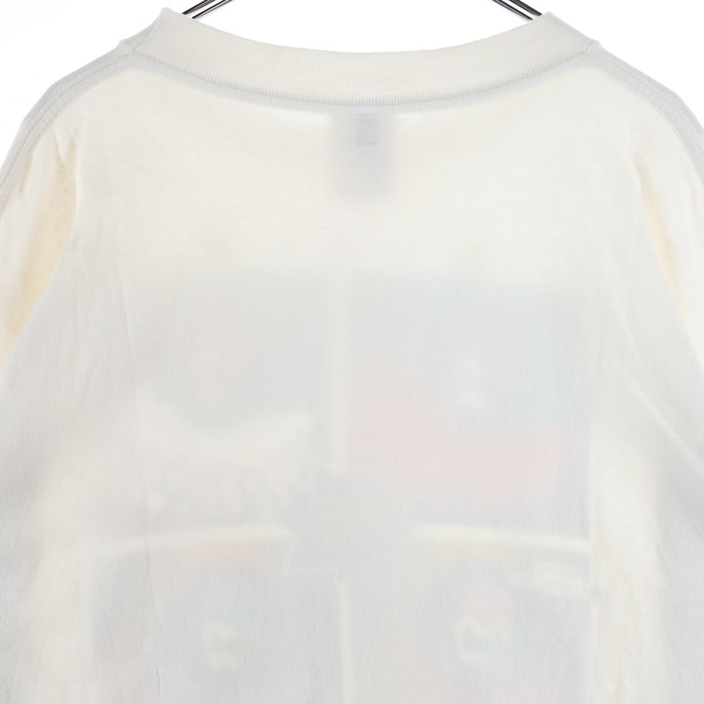 SAINT MICHAEL(セントマイケル) 25AW LS TEE/KEEP IT ダメージ加工 アームプリントTシャツ 長袖クルーネックカットソー ホワイト SM-HR1-0000-037