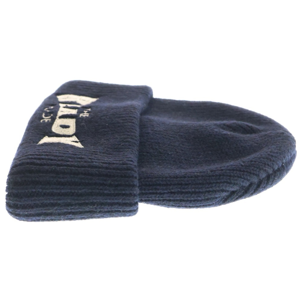 READY MADE(レディメイド) 24AW RCYCL WOOL KNT CAP ロゴ刺繍 ウール混 ニットビーニー ニット帽 帽子 ブラック RE-WO-BK-00-00-291