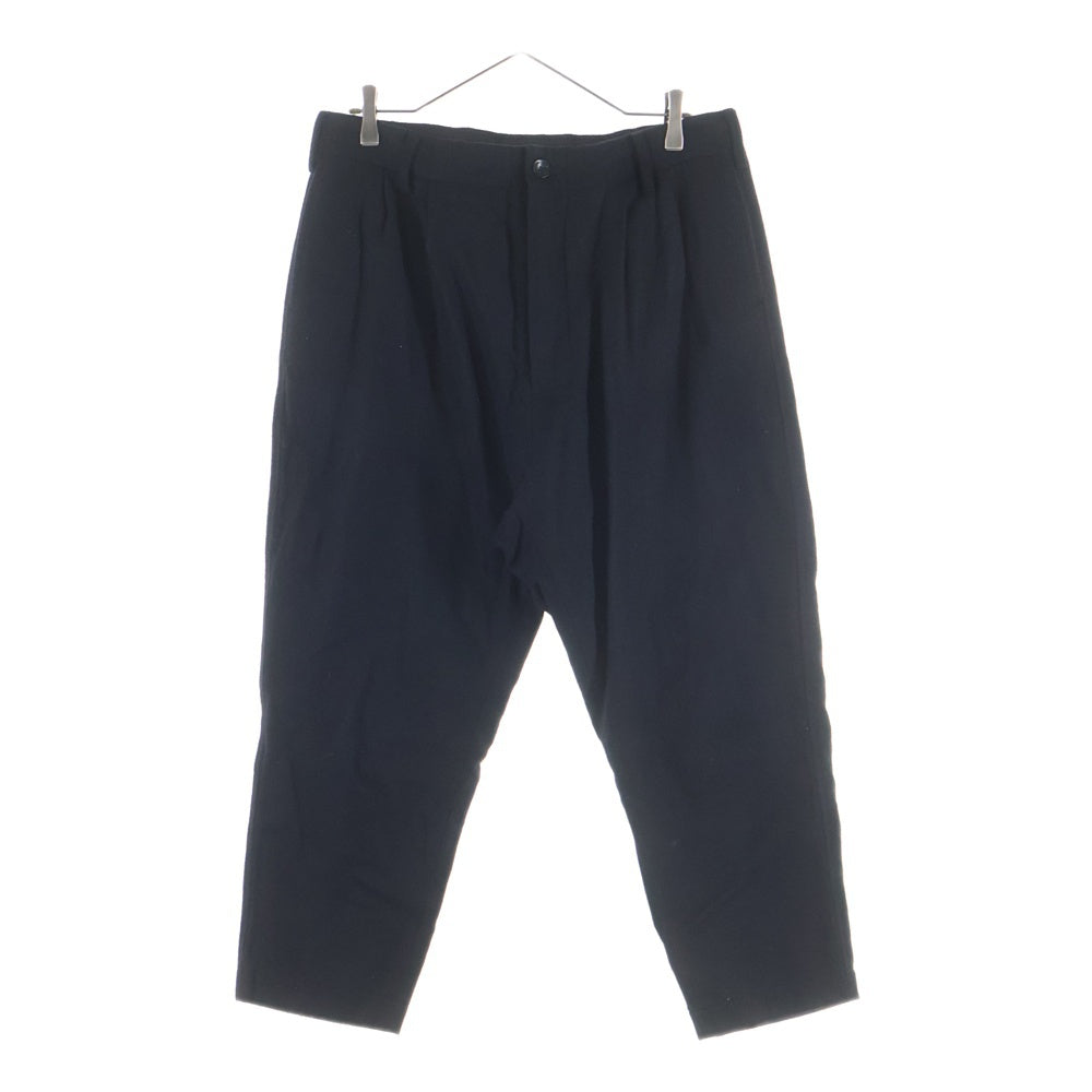ISAMU KATAYAMA BACKLASH(イサムカタヤマバックラッシュ) GARMENT WASH WOOL FLANNEL WIDE PANTS ウォッシュ加工 ウールフランネル ワイドパンツ スラックス ブラック 2132-01
