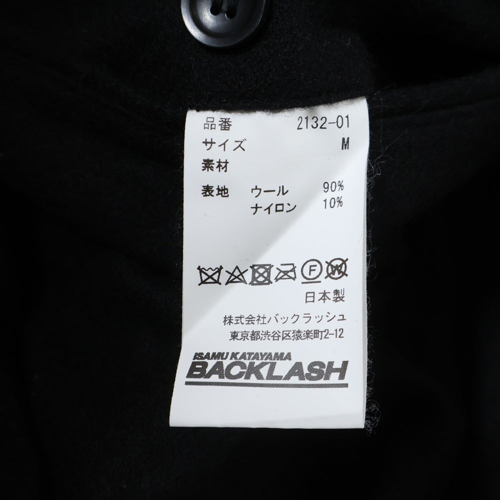 ISAMU KATAYAMA BACKLASH(イサムカタヤマバックラッシュ) GARMENT WASH WOOL FLANNEL WIDE PANTS ウォッシュ加工 ウールフランネル ワイドパンツ スラックス ブラック 2132-01