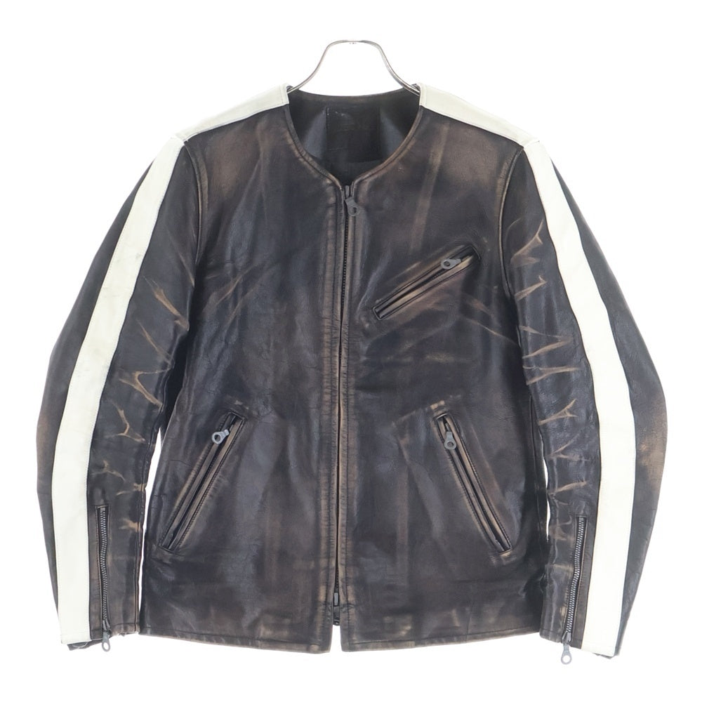 ISAMU KATAYAMA BACKLASH(イサムカタヤマバックラッシュ) JAPAN STEER BROWN CORE ANTIQUE VINTAGE-FINISH SINGLE RIDERS ジャパンステアー エイジング加工 シングルライダースジャケット 2144-03