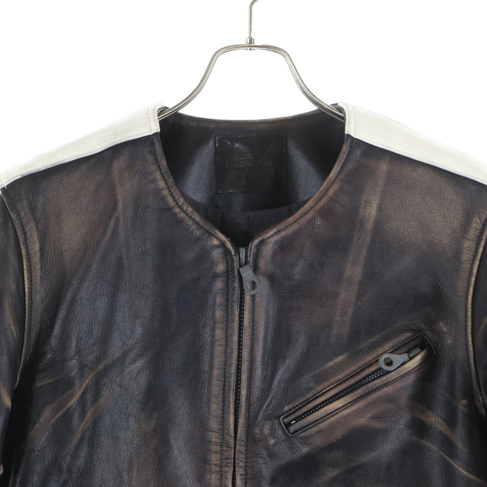 ISAMU KATAYAMA BACKLASH(イサムカタヤマバックラッシュ) JAPAN STEER BROWN CORE ANTIQUE VINTAGE-FINISH SINGLE RIDERS ジャパンステアー エイジング加工 シングルライダースジャケット 2144-03