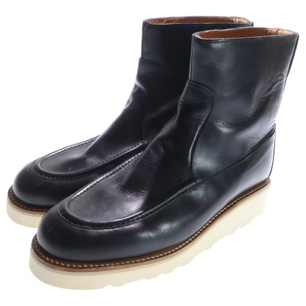 NO BRAND(ノーブランド) PALANCO (パランコ) ラウンドトゥ レザーショートブーツ ブラック