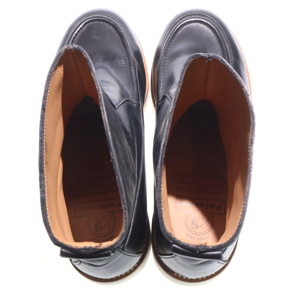 NO BRAND(ノーブランド) PALANCO (パランコ) ラウンドトゥ レザーショートブーツ ブラック