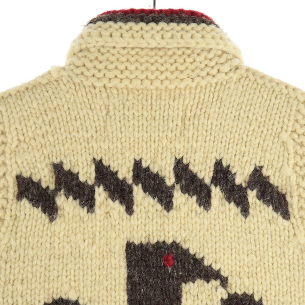 CANADIAN SWEATER(カナディアンセーター) 総柄 ジップアップ ウールニットベスト アイボリー/ブラウン 090275