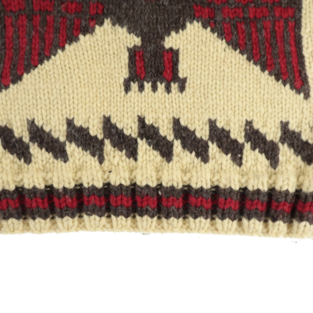 CANADIAN SWEATER(カナディアンセーター) 総柄 ジップアップ ウールニットベスト アイボリー/ブラウン 090275