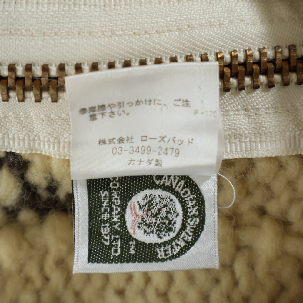 CANADIAN SWEATER(カナディアンセーター) 総柄 ジップアップ ウールニットベスト アイボリー/ブラウン 090275