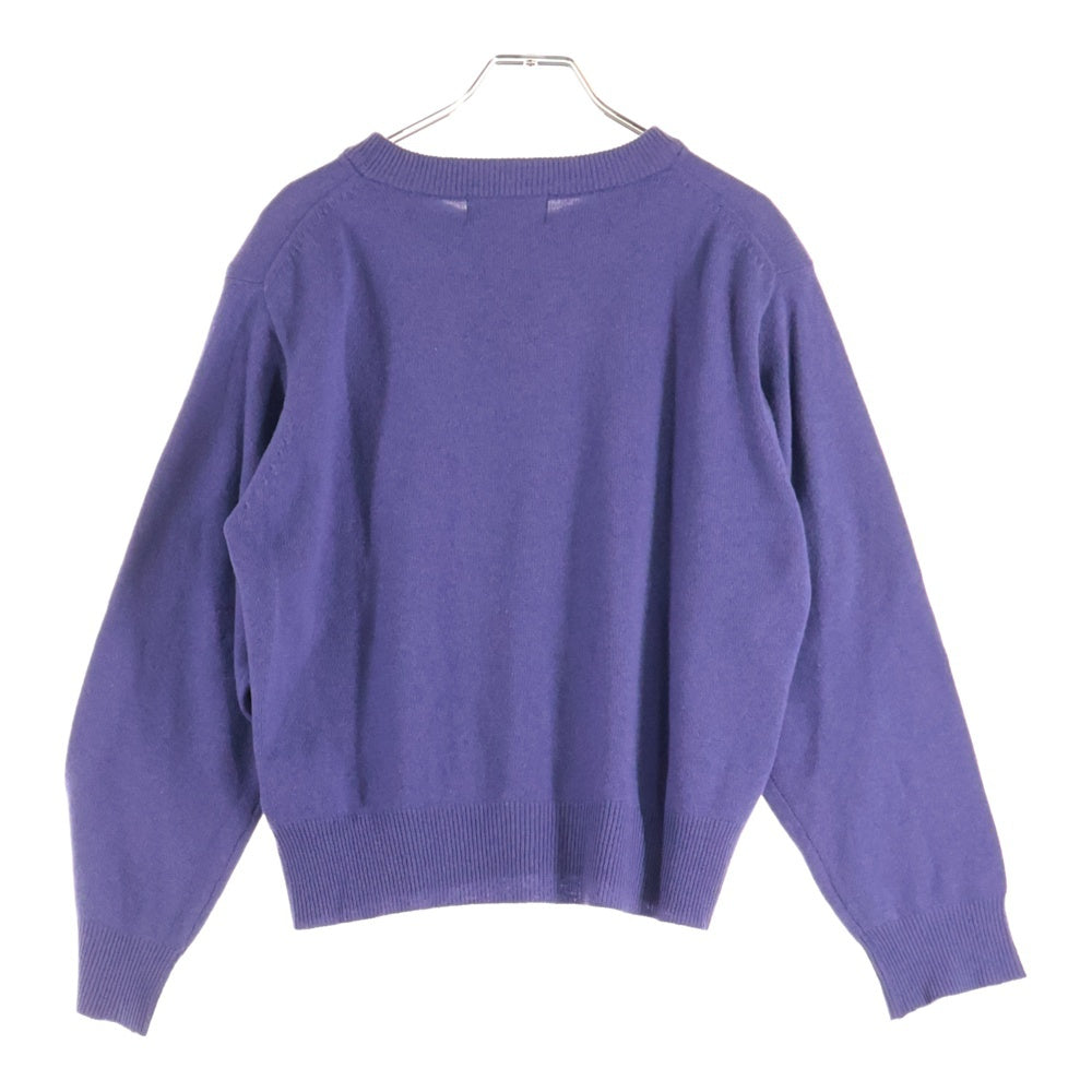 Giovanni Valentino(ジョバンニ ヴァレンチノ ) 90S カシミヤ ロゴ エンブロイダリー クルーネック 長袖 ニット セーター ブルー D-OS-1653 レディース