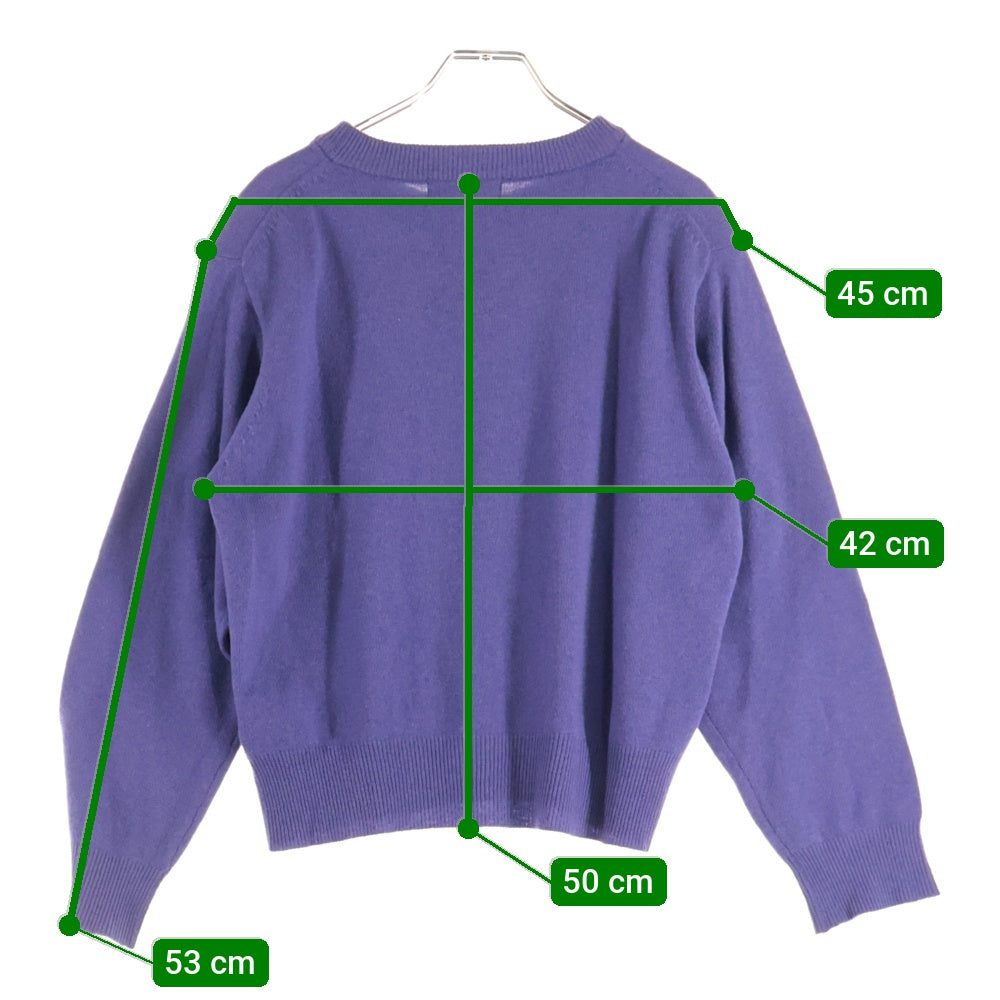 Giovanni Valentino(ジョバンニ ヴァレンチノ ) 90S カシミヤ ロゴ エンブロイダリー クルーネック 長袖 ニット セーター ブルー D-OS-1653 レディース