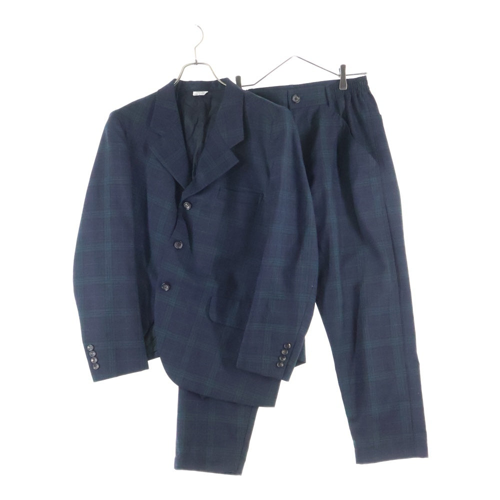 COMME des GARCONS HOMME DEUX(コムデギャルソン オムドゥ) 22SS AD2021 チェック柄 変形 セットアップスーツ テーラードジャケット スラックスパンツ グリーン/ネイビー DI-J027/DI-P027