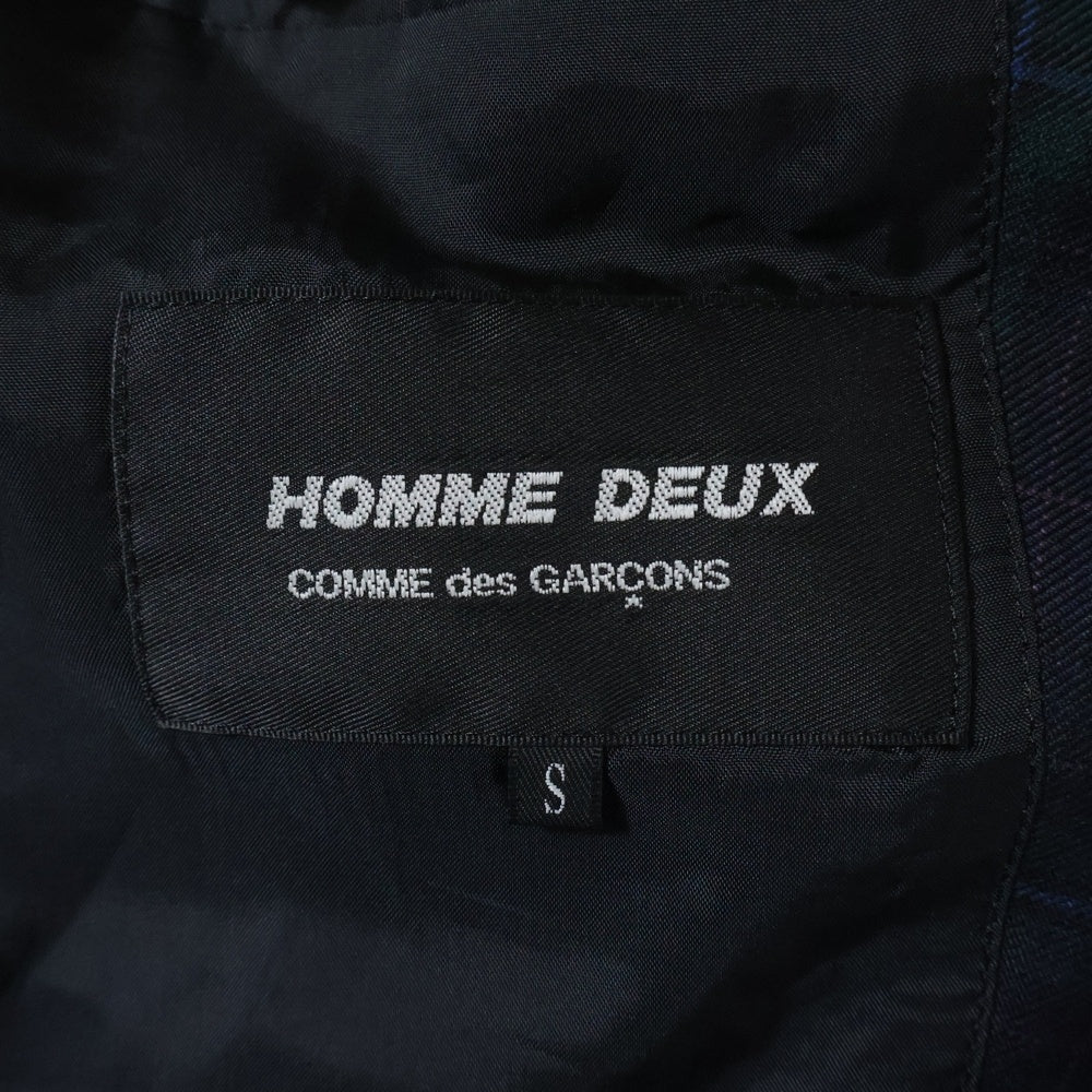 COMME des GARCONS HOMME DEUX(コムデギャルソン オムドゥ) 22SS AD2021 チェック柄 変形 セットアップスーツ テーラードジャケット スラックスパンツ グリーン/ネイビー DI-J027/DI-P027