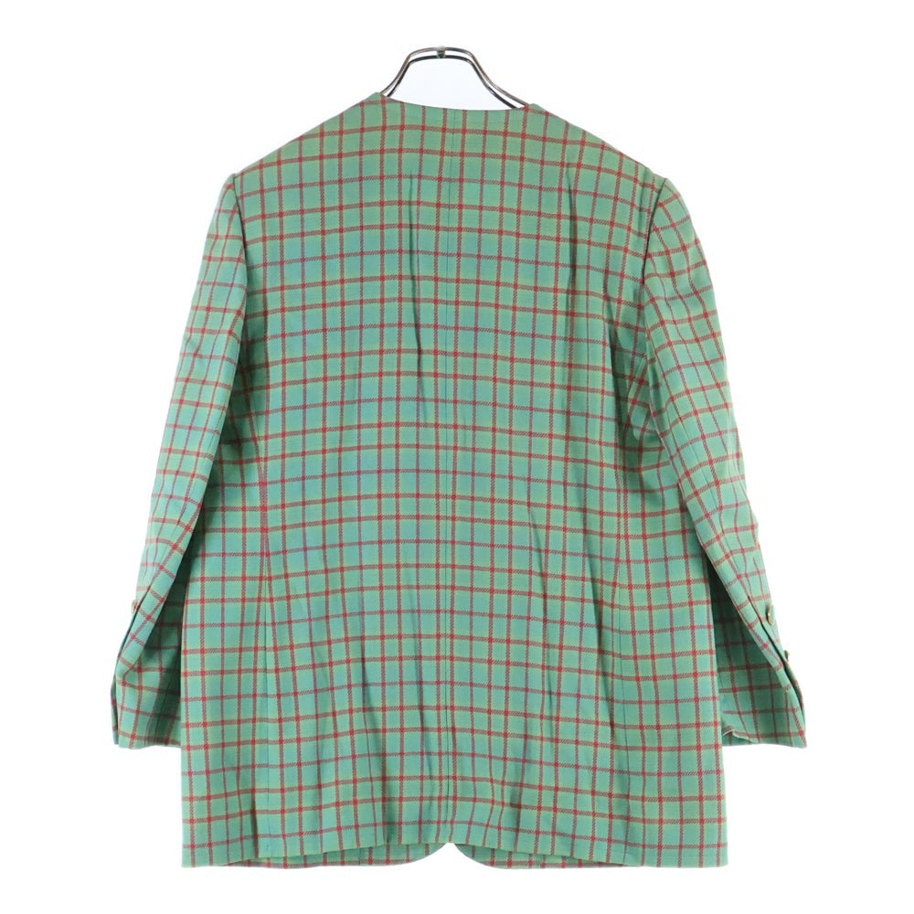 GIVENCHY(ジバンシィ) GLAMOUR チェック柄 ウール ノーカラージャケット グリーン/レッド レディース 413896-59