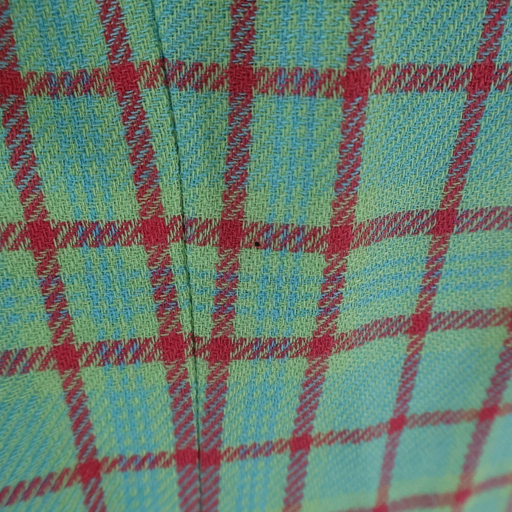 GIVENCHY(ジバンシィ) GLAMOUR チェック柄 ウール ノーカラージャケット グリーン/レッド レディース 413896-59