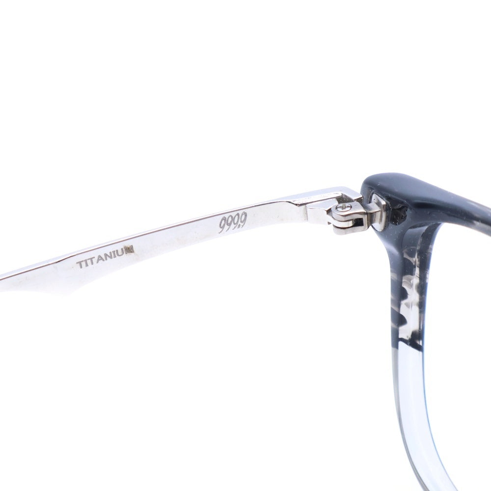 999.9(フォーナインズ) Titanium Glasses メタルテンプル 眼鏡 メガネ ブラック/シルバー APM-09