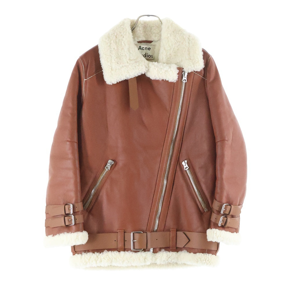 Acne Studios(アクネ ストゥディオズ) ラムスキン ダブルライダース ムートンレザージャケット ブラウン 1AQ173