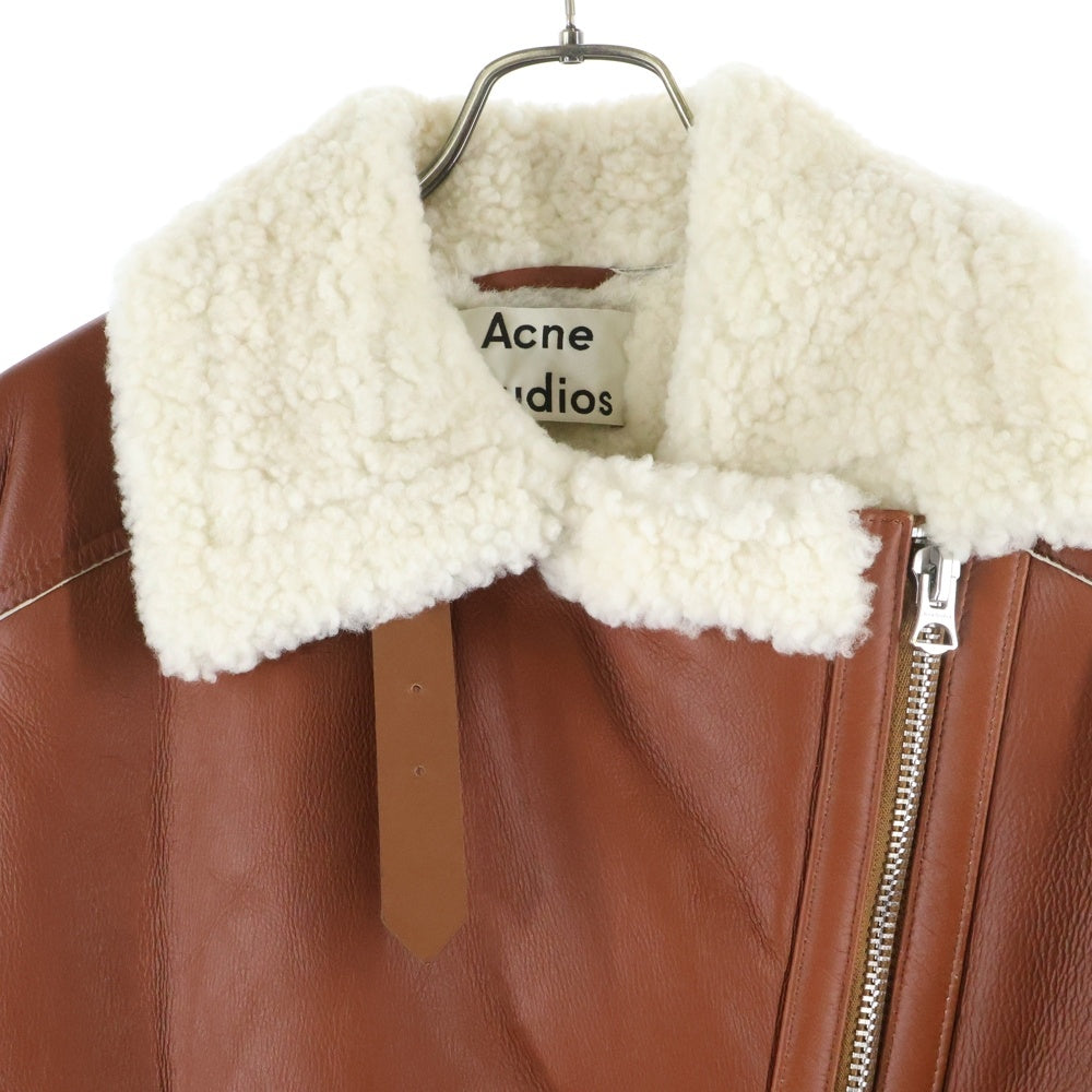 Acne Studios(アクネ ストゥディオズ) ラムスキン ダブルライダース ムートンレザージャケット ブラウン 1AQ173