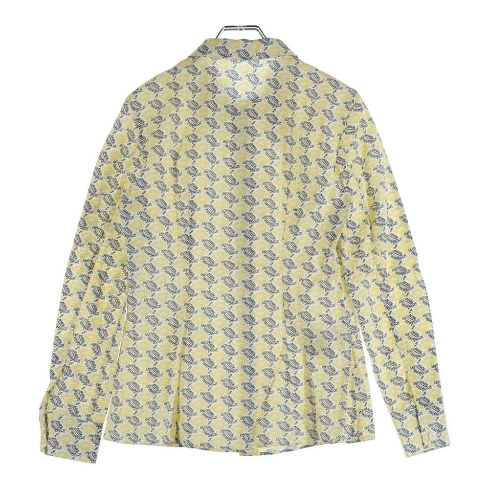 PRADA(プラダ) イタリア製 総柄プリント コットン 長袖シャツ イエロー レディース P4520U
