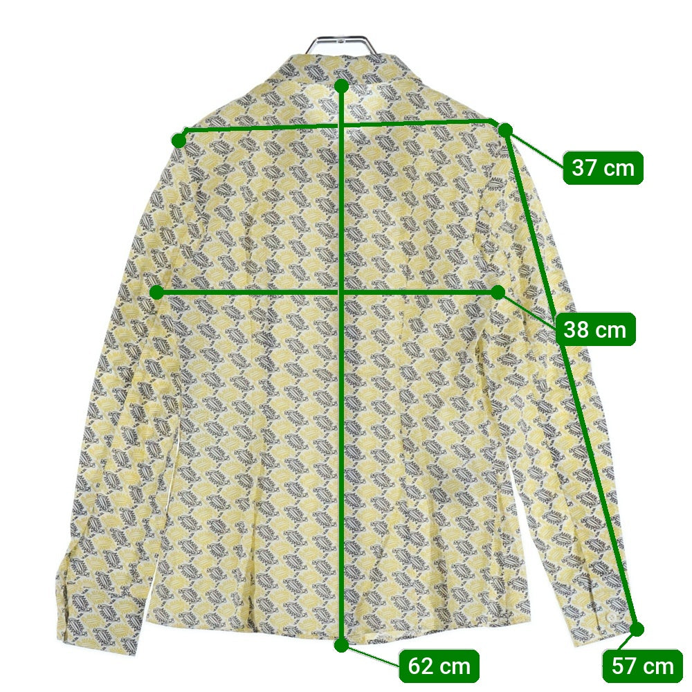 PRADA(プラダ) イタリア製 総柄プリント コットン 長袖シャツ イエロー レディース P4520U