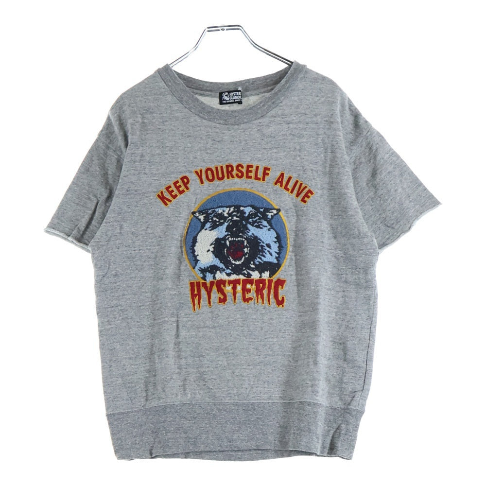 HYSTERIC GLAMOUR(ヒステリックグラマー) ウルフパイル コットンスウェット 半袖トレーナー グレー レディース 01171CS08