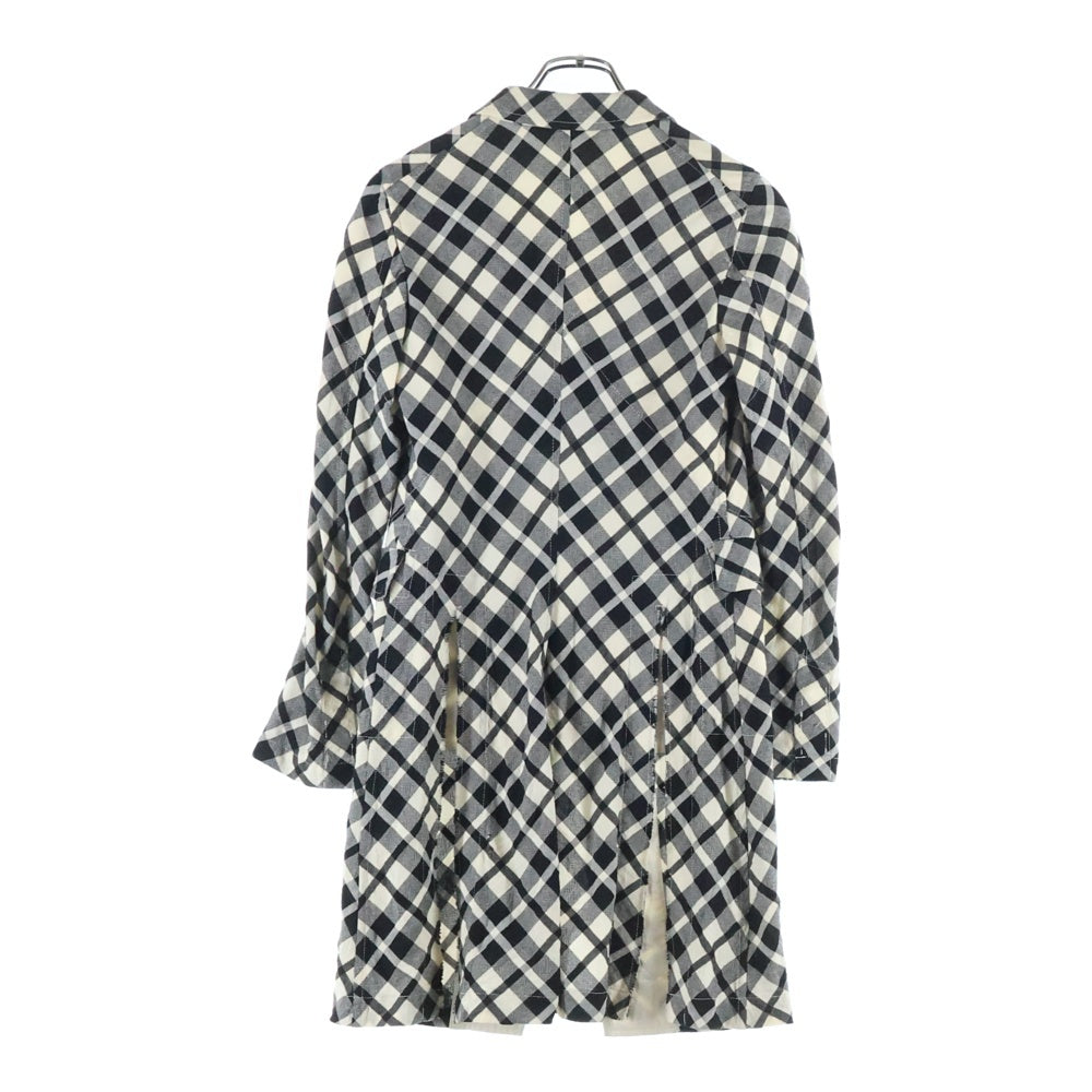 COMME des GARCONS(コムデギャルソン) 11SS AD2010 チェック柄 フロントフック ウール ロングコート ブラック/ホワイト レディース RG-J036