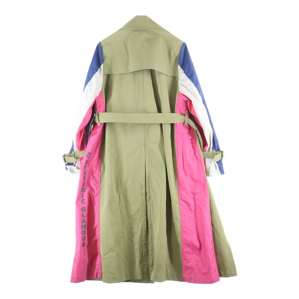 HYSTERIC GLAMOUR(ヒステリックグラマー) 異素材切替 カスタムオーバーサイズ トレンチコート カーキ レディース 01201AC01