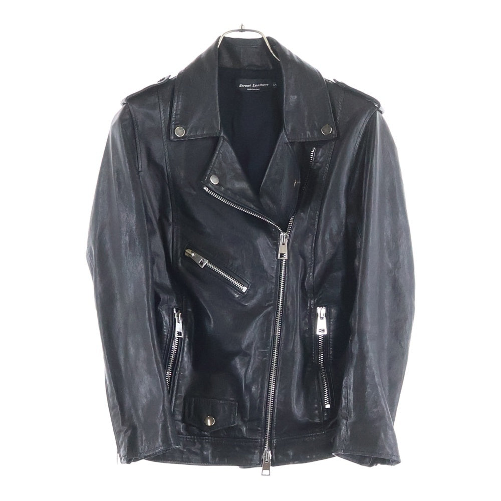 NO BRAND(ノーブランド) STREET LEATHERS ストリートレザーズ イタリア製 マルチジップポケット ダブルライダース レザージャケット ブラック