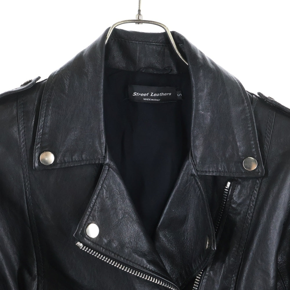 NO BRAND(ノーブランド) STREET LEATHERS ストリートレザーズ イタリア製 マルチジップポケット ダブルライダース レザージャケット ブラック