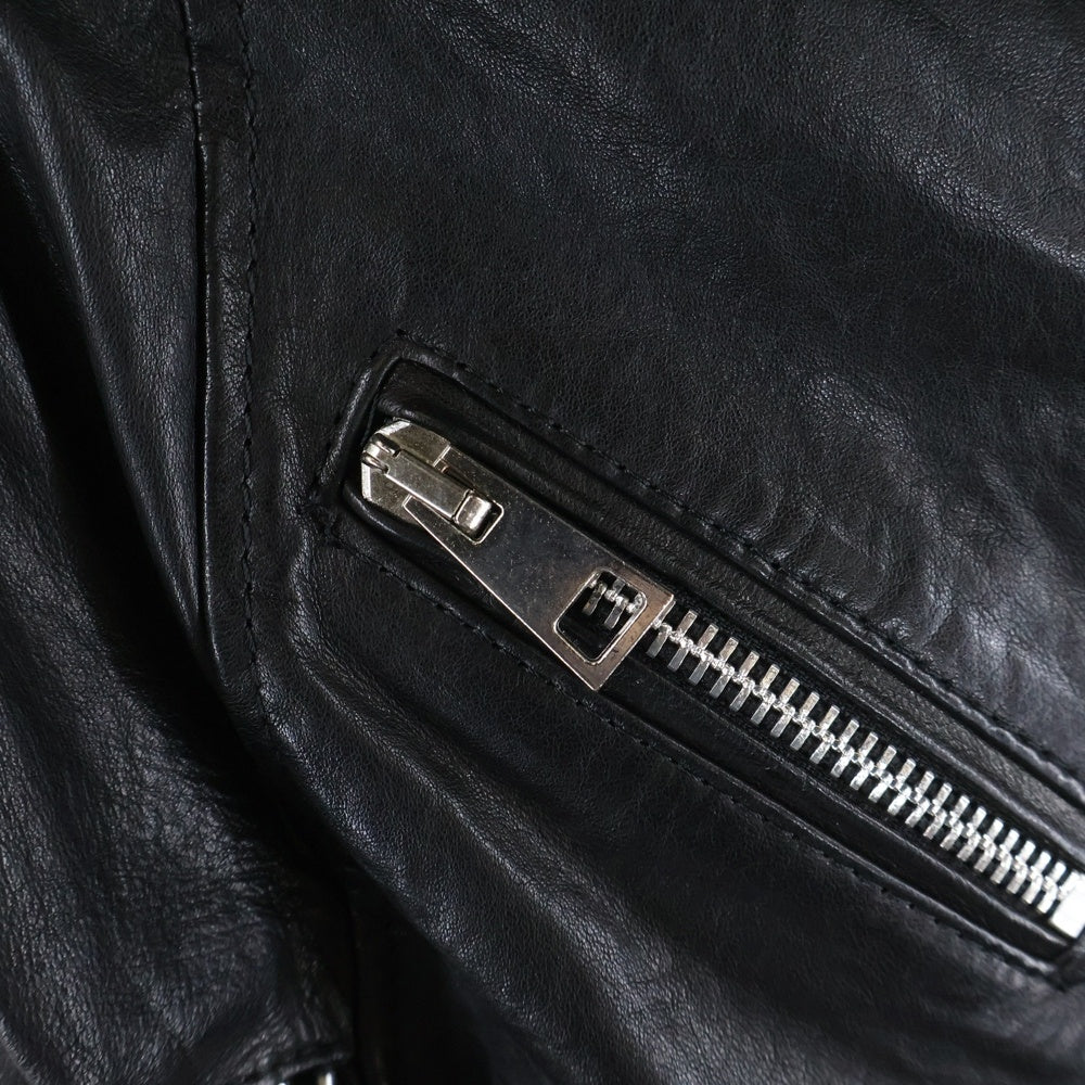 NO BRAND(ノーブランド) STREET LEATHERS ストリートレザーズ イタリア製 マルチジップポケット ダブルライダース レザージャケット ブラック