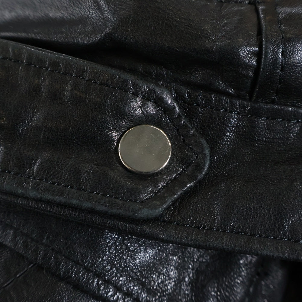NO BRAND(ノーブランド) STREET LEATHERS ストリートレザーズ イタリア製 マルチジップポケット ダブルライダース レザージャケット ブラック