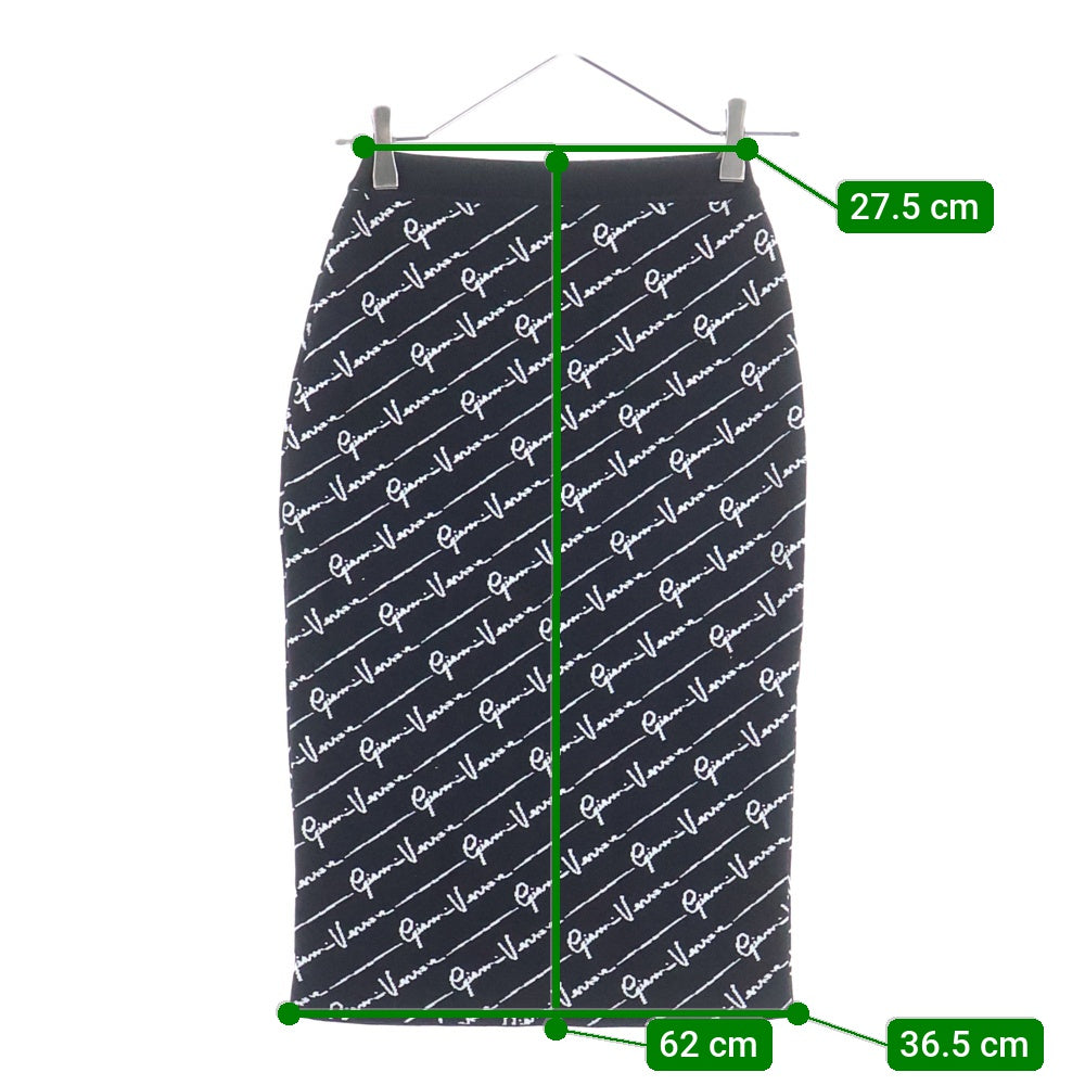 VERSACE(ヴェルサーチ) KNITSKIRT LETTER PRINT レタープリント 総柄 ニットスカート レディース ブラック A85540 A233564