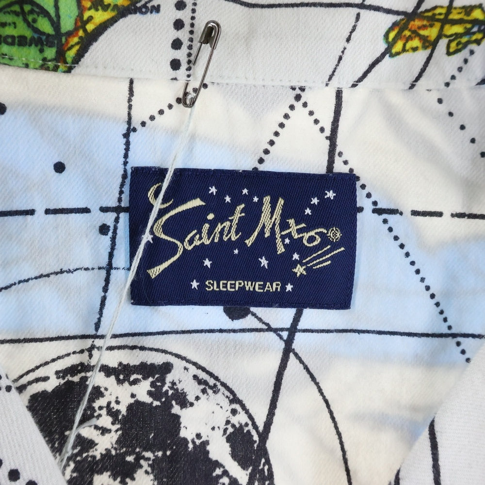 SAINT MICHAEL(セントマイケル) 23SS ×Dr.Woo DW PAJAMA SH WORLD MAP ドクターウー 長袖パジャマシャツ ホワイト SM-S23-0000-082