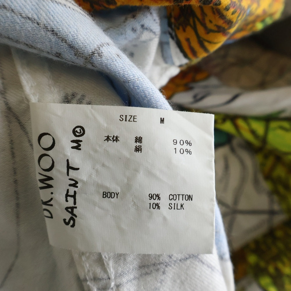 SAINT MICHAEL(セントマイケル) 23SS ×Dr.Woo DW PAJAMA SH WORLD MAP ドクターウー 長袖パジャマシャツ ホワイト SM-S23-0000-082