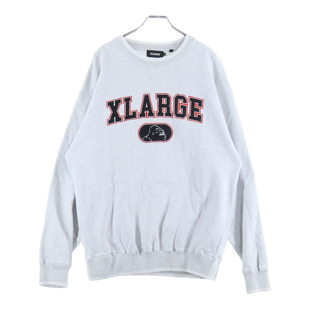 X-LARGE(エクストララージ) 22AW FELT LOGO CREWNECK SWEAT フロントフェルトロゴ クルーネック スウェット トレーナー グレー 101224012024