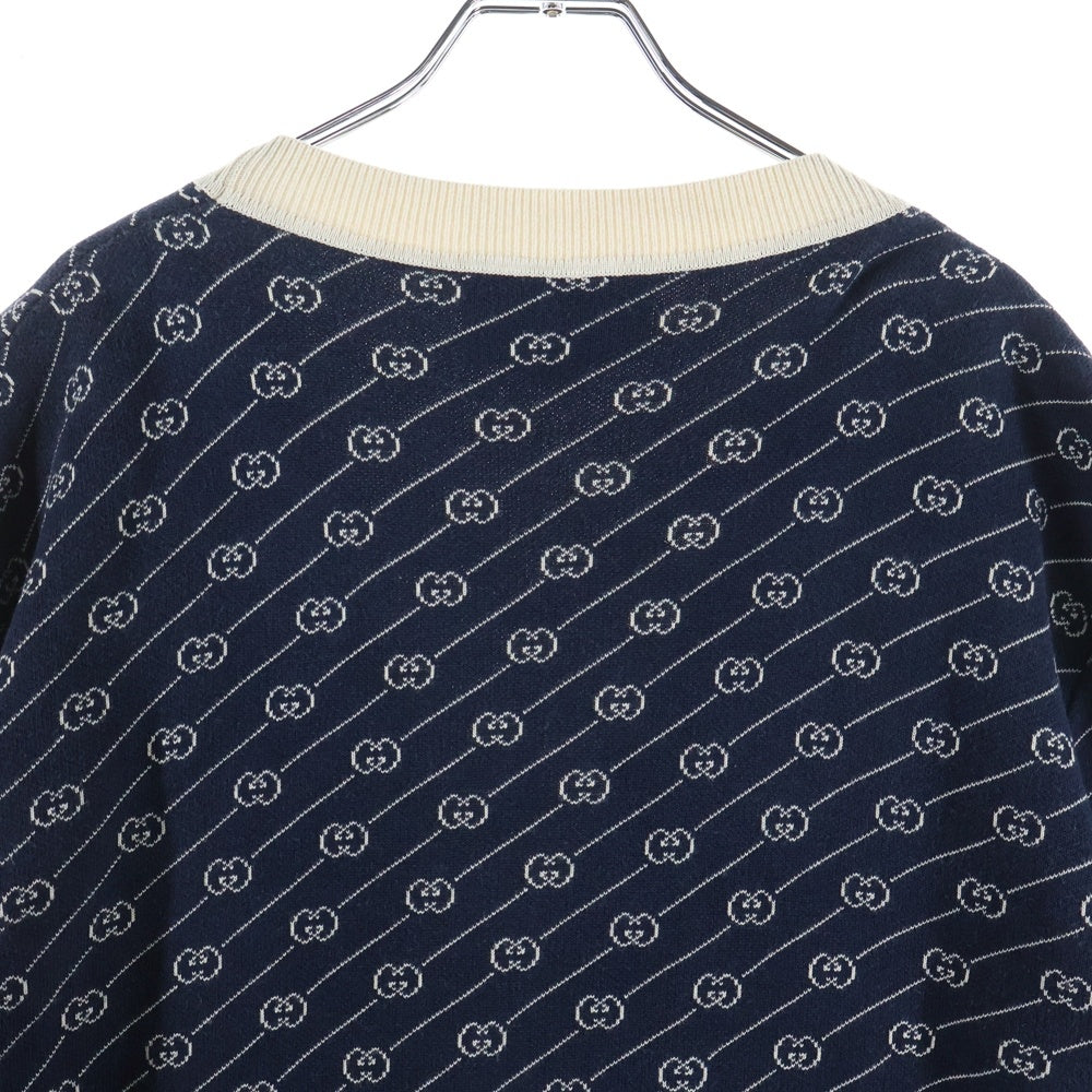 GUCCI(グッチ) ダイアゴナル GGロゴ シルク混 ニットカーディガン ネイビー 660290 XKBWA