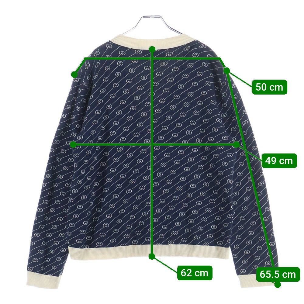 GUCCI(グッチ) ダイアゴナル GGロゴ シルク混 ニットカーディガン ネイビー 660290 XKBWA