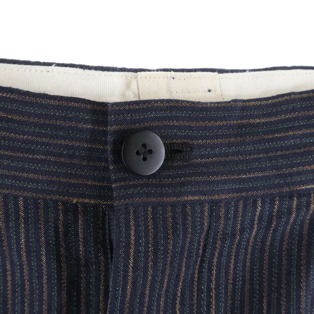VISVIM(ヴィスヴィム) 24AW RUSSO PANTS SANTOME ストライプ柄 スリータック ルッソパンツ ネイビー/ブラウン 0124205008019
