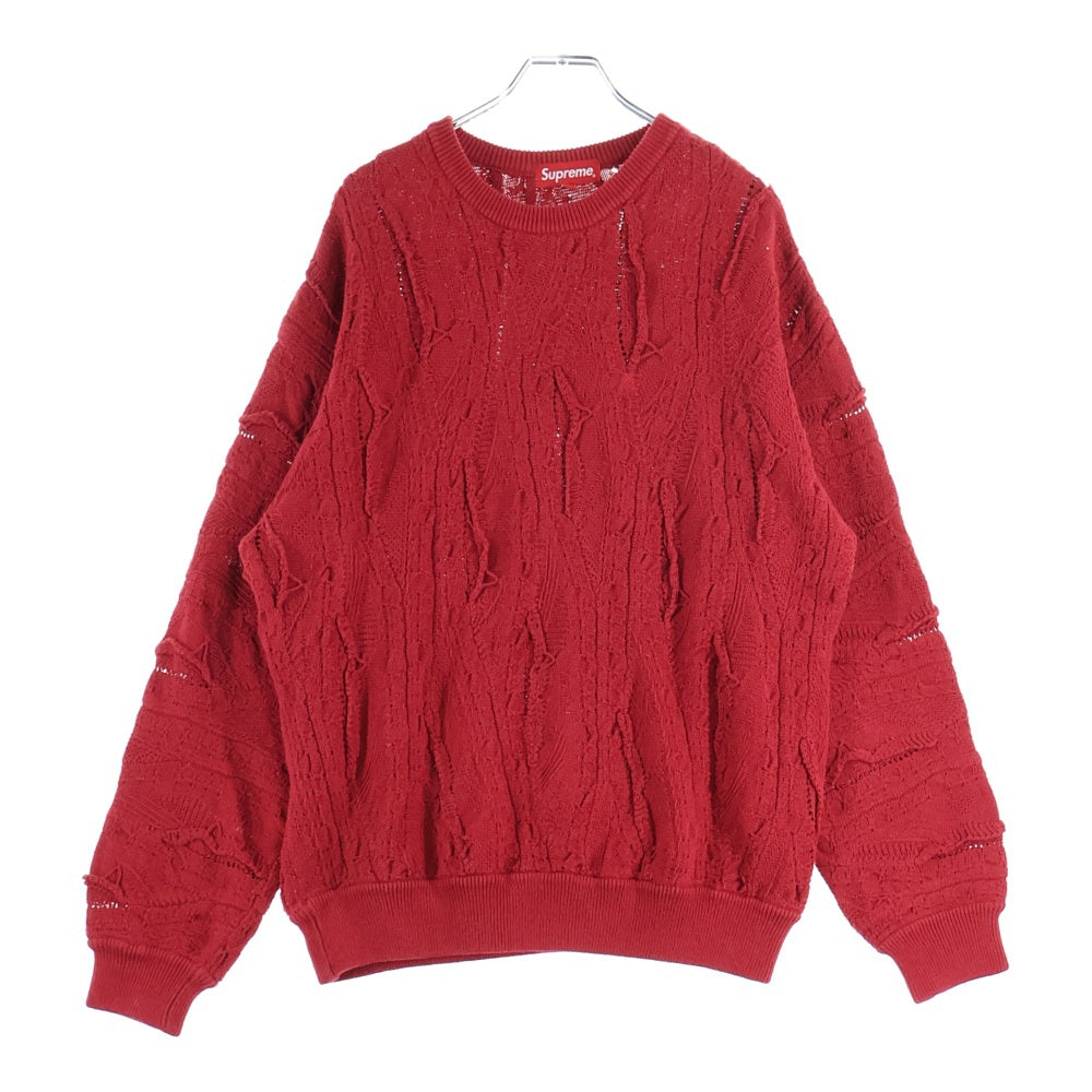 SUPREME(シュプリーム) 19SS Textured Pattern Sweater テクスチャード パターン ニット セーター レッド