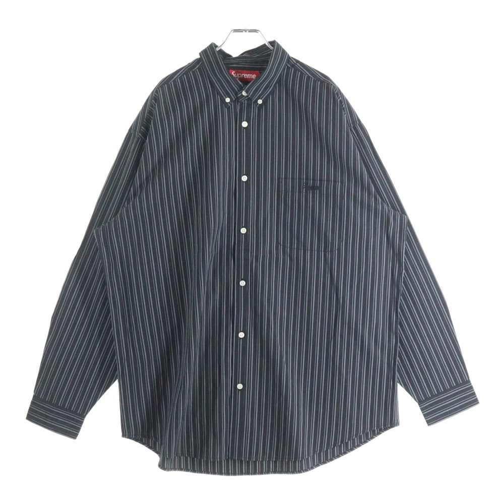 SUPREME(シュプリーム) 25AW Pinstripe Shirt ピンストライプ柄 長袖シャツ ネイビー