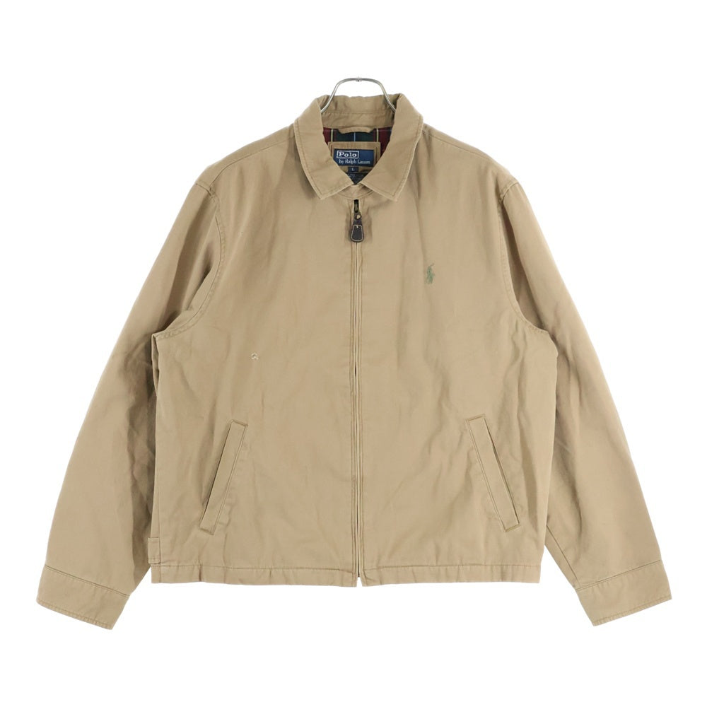 POLO RALPH LAUREN(ポロラルフローレン) 90S VINTAGE JACKET ヴィンテージ 胸ワンポイント刺繍 裏地チェック ジャケット スウィングトップ ブラウン